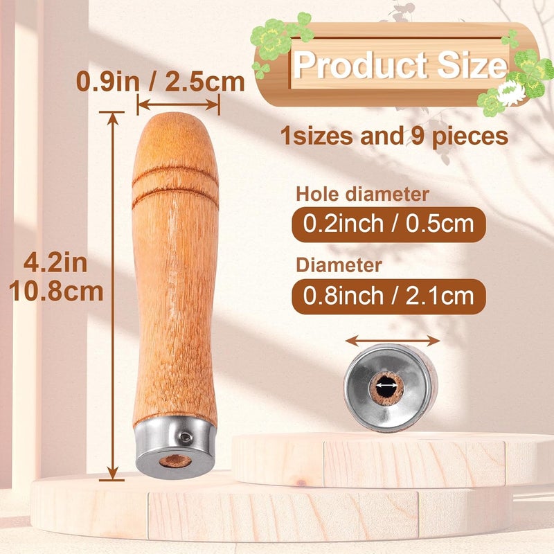 SmallCat 9 PCS Wooden File Handles with Strong Metal Collars, Large Wood Handle for 10" - 12" File, Screwdriver Hand Drill File Handle - Image 2
